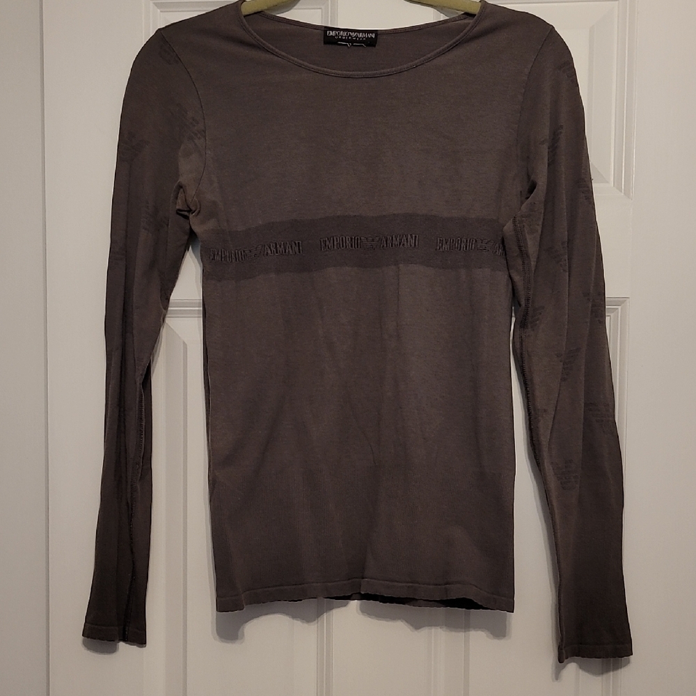 Emporio Armani Gray Fitted Long Sleeve Tee